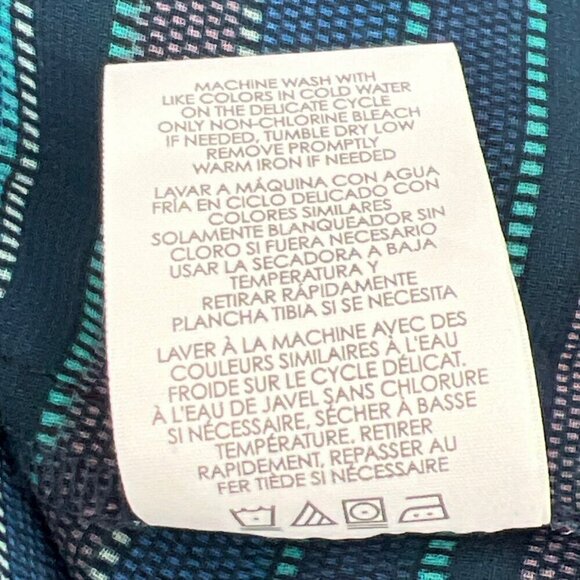 CABI Alex Sheer Split Back Blouse Blue Sz L #3330 EUC - Picture 6 of 6